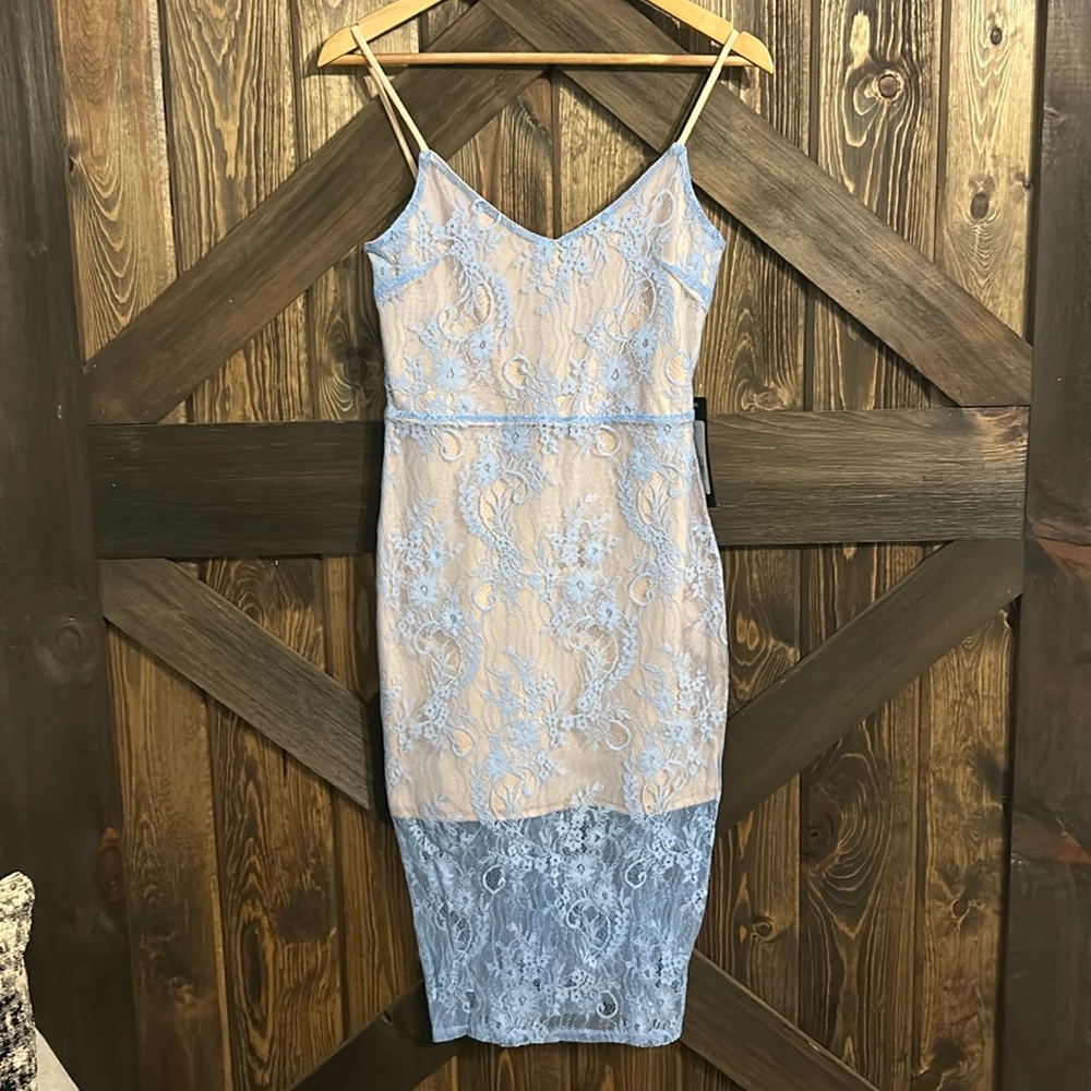 Bebe Blue Lace Dress Size Small